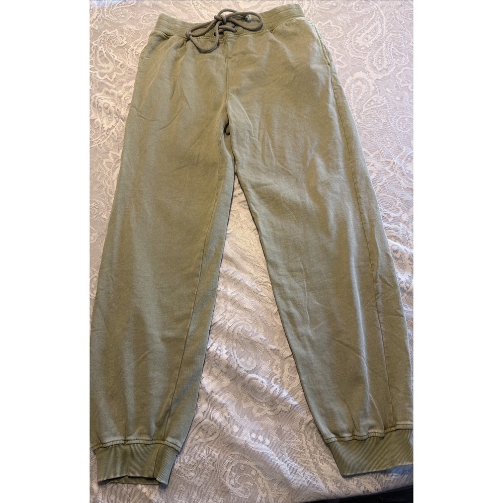 Olive Green 100%Cotton XL Joggers Love Connect Cuffed Whimsigoth Grunge